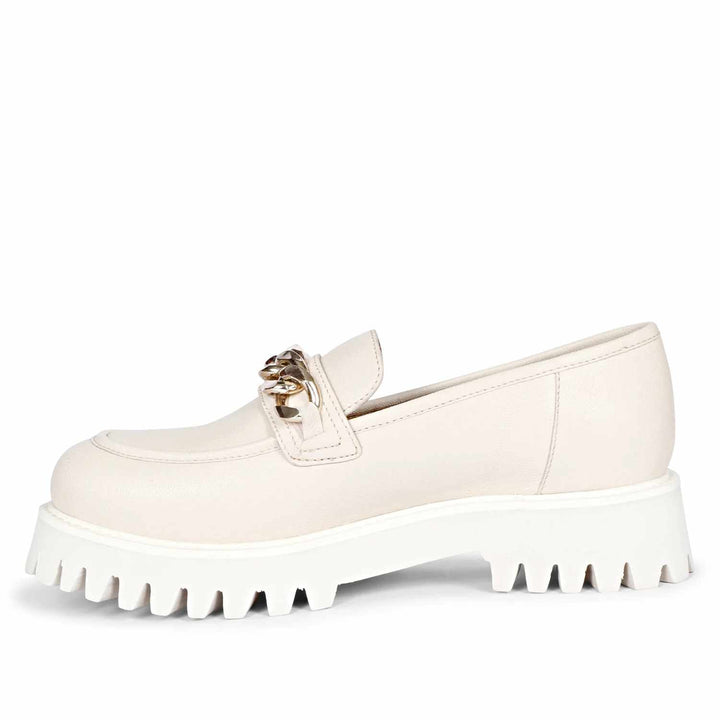 Off-White Leather Moccasins - Saint Clara Collection: Stylish and comfortable shoes