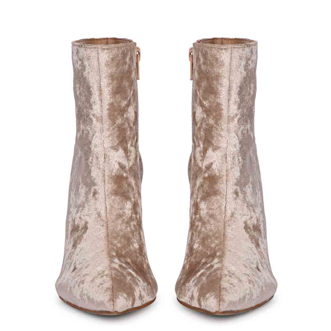 Saint Vienna Beige Stretch Suede Ankle Boots