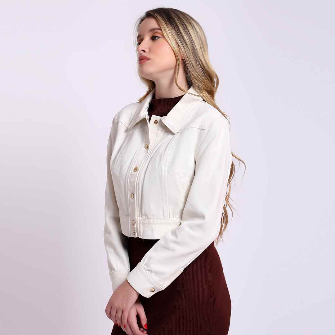white dress jackets for women SaintG Buy Noemi Women White Denim Collar Jackets Online S / White