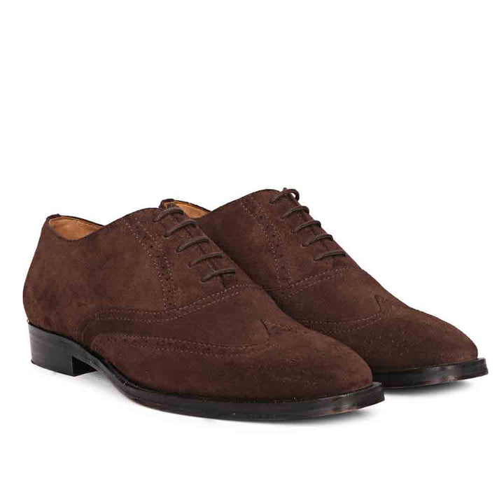Saint Vincenzo Suede Brown Leather Square Toe Lace Up Décor Shoes