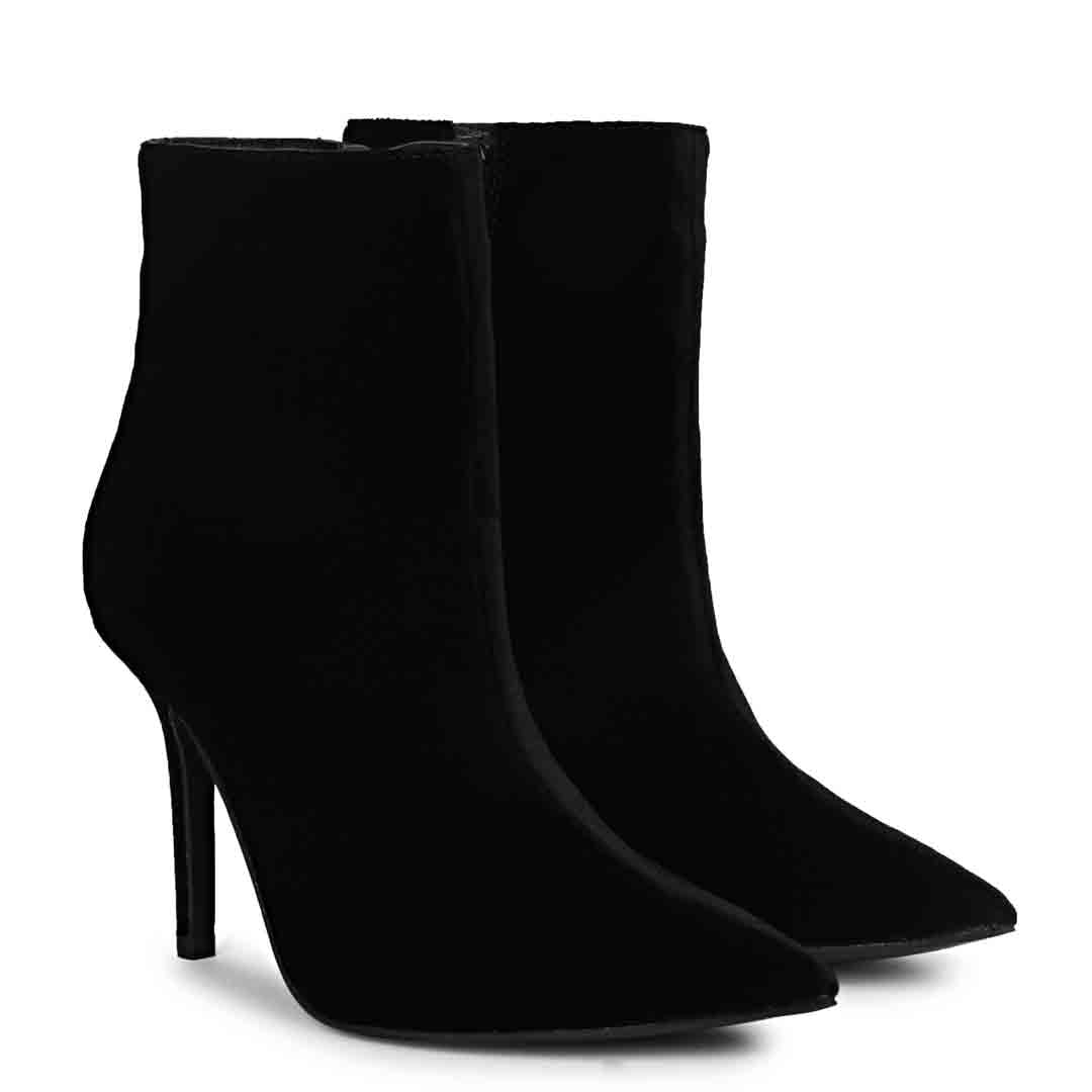 Saint Vienna Black Stretch Suede Ankle Boots