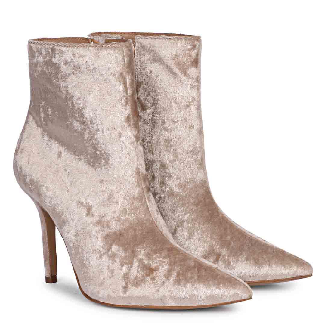 Saint Vienna Beige Stretch Suede Ankle Boots