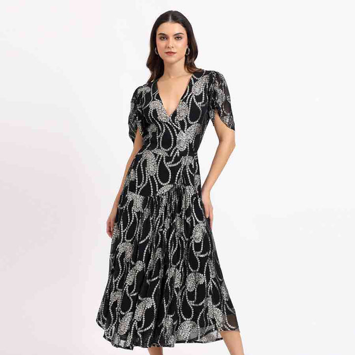 Saint Maisie Womens Black Colour Printed Long Dress