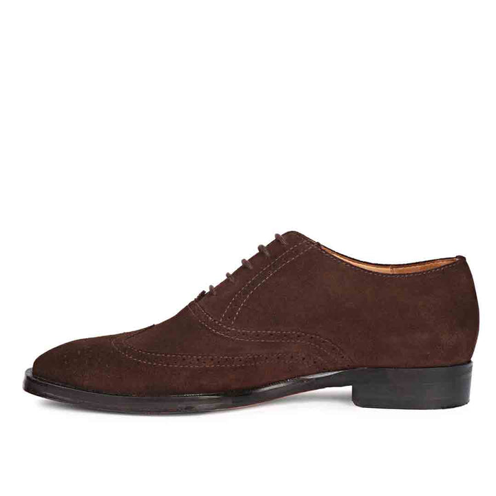 Saint Vincenzo Suede Brown Leather Square Toe Lace Up Décor Shoes