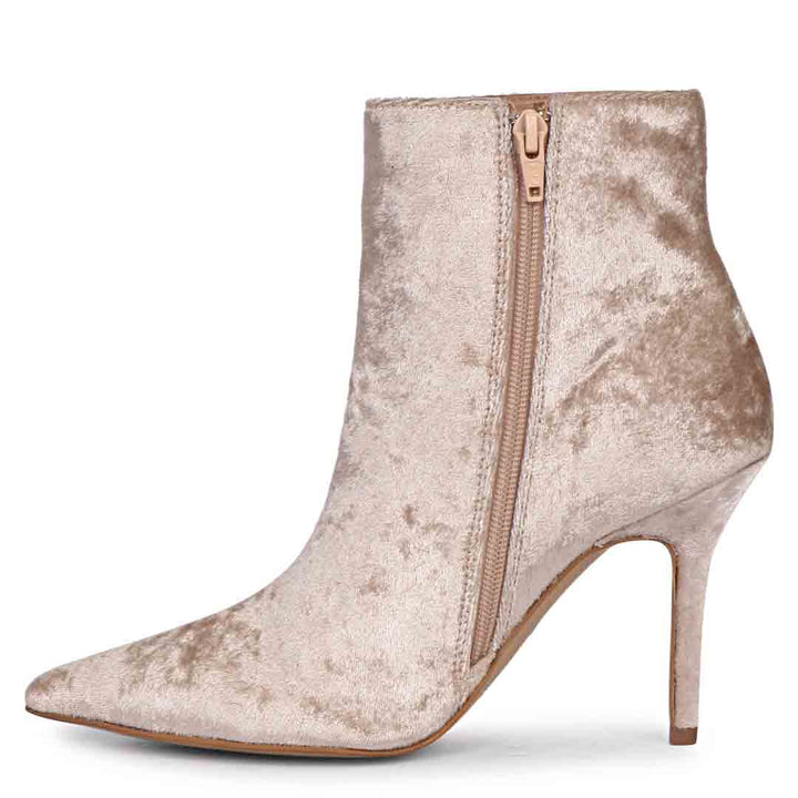 Saint Vienna Beige Stretch Suede Ankle Boots