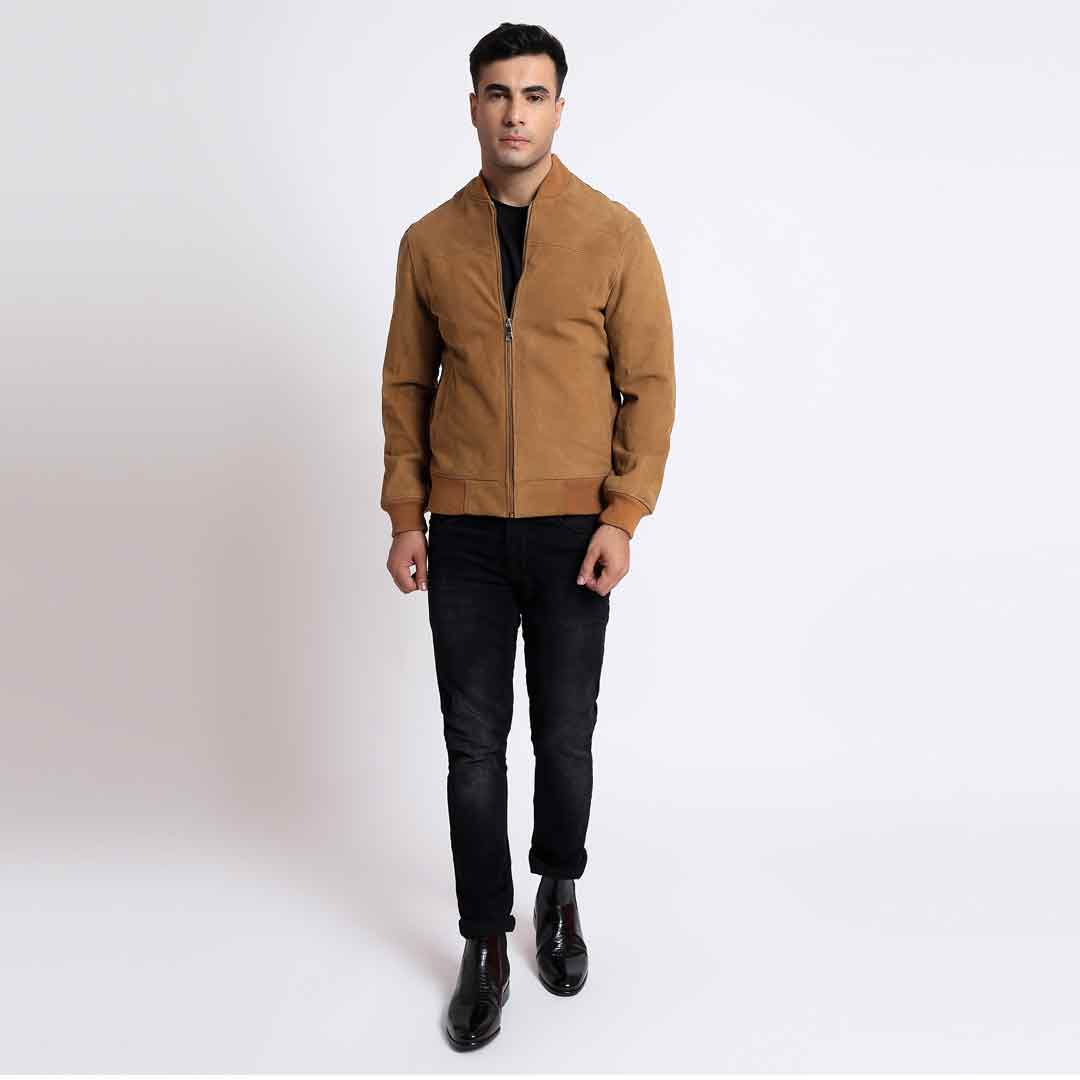 Saint Lorenzo Tan Leather Men's Bomber Style Jackets