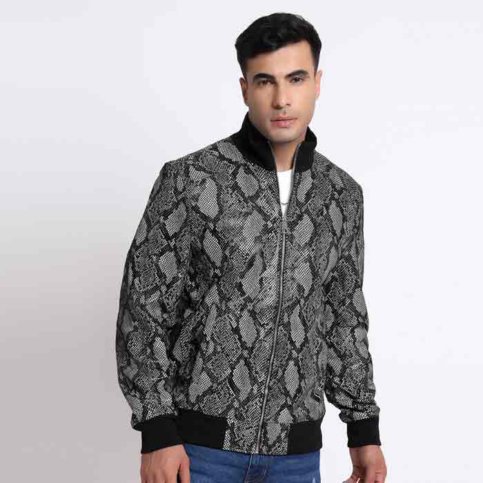 Saint Milly Grey Leather Men's Bomber Style Jackets