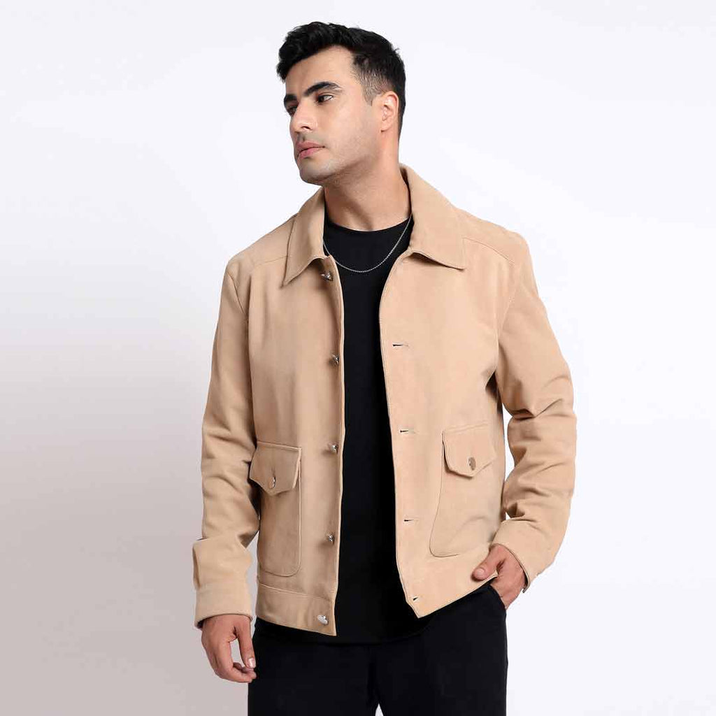 ★MENS MELROSE★スウェード レザージャケット★4(XL)★ベージュ★ MEN'S MELROSE｜リランチェブッチャーストレッチジャケット ジャケット・アウター