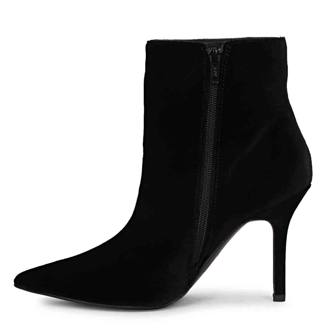 Saint Vienna Black Stretch Suede Ankle Boots