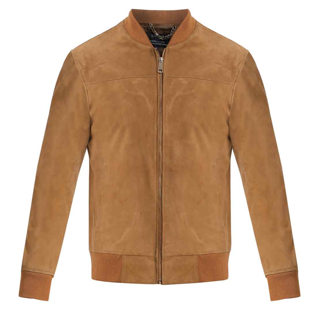 Saint Lorenzo Tan Leather Men's Bomber Style Jackets