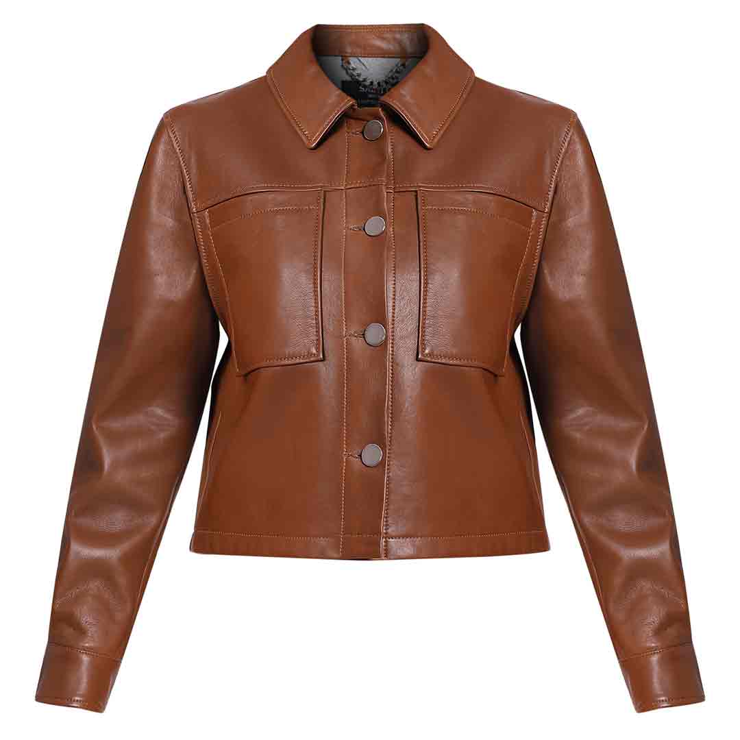 Saint Ray Cuoio Leather Women Collar Jackets