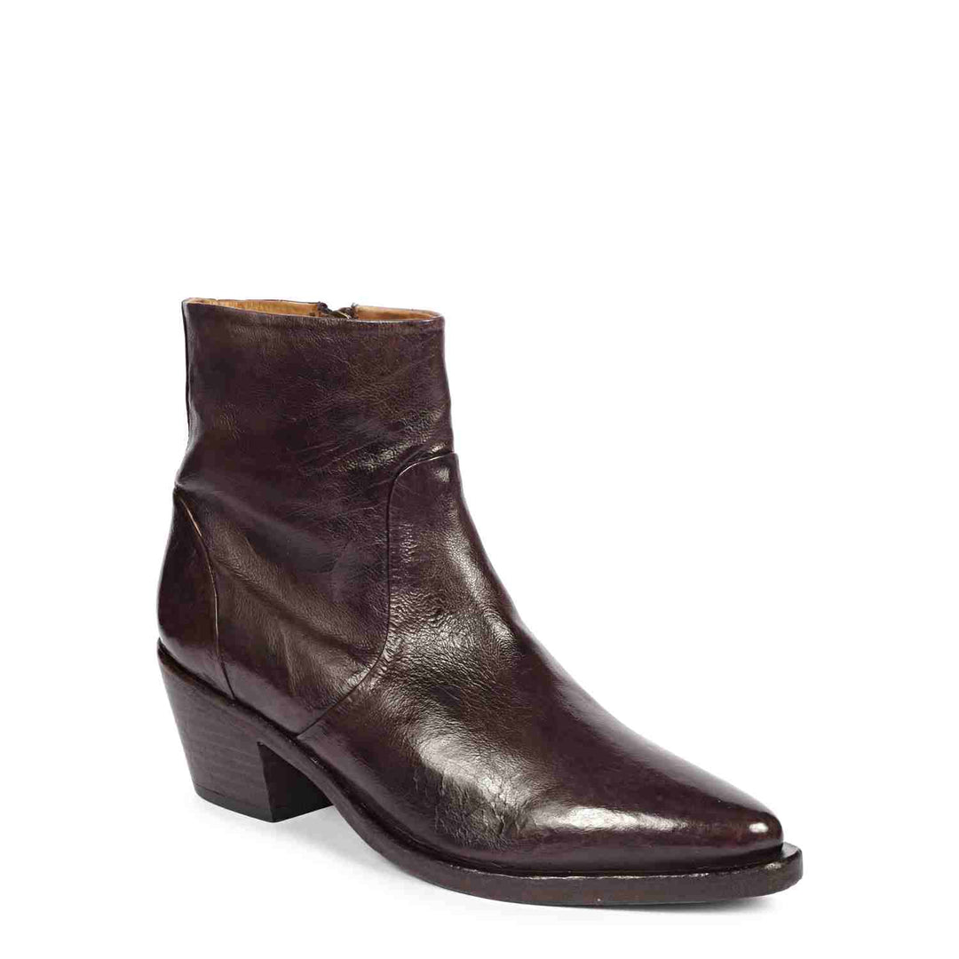 Saint Emelia Burgundy Leather Washed Ankle Boot