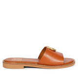 ViviBlu Amber Cognac Leather Flat Sandals