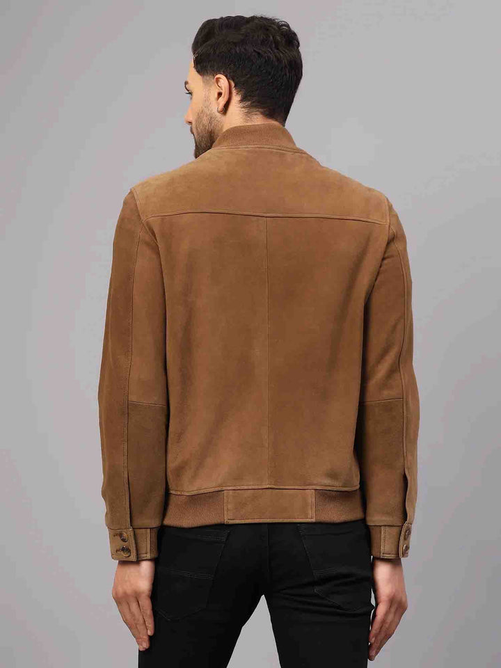 Saint Valen Mens Tan Suede Leather Jackets