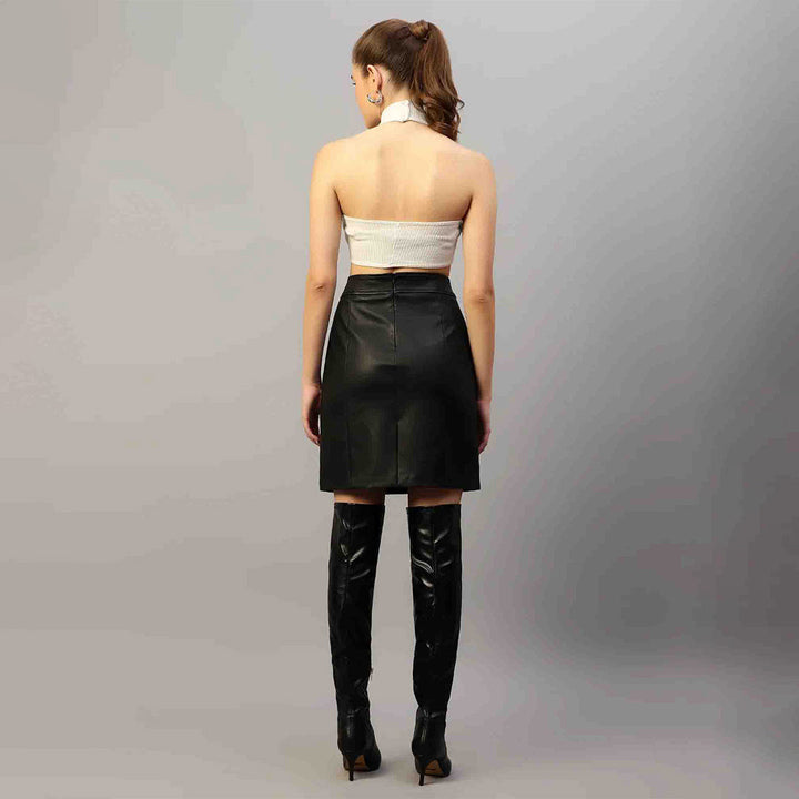 Saint Letitia Black Stretch Leather Skirt