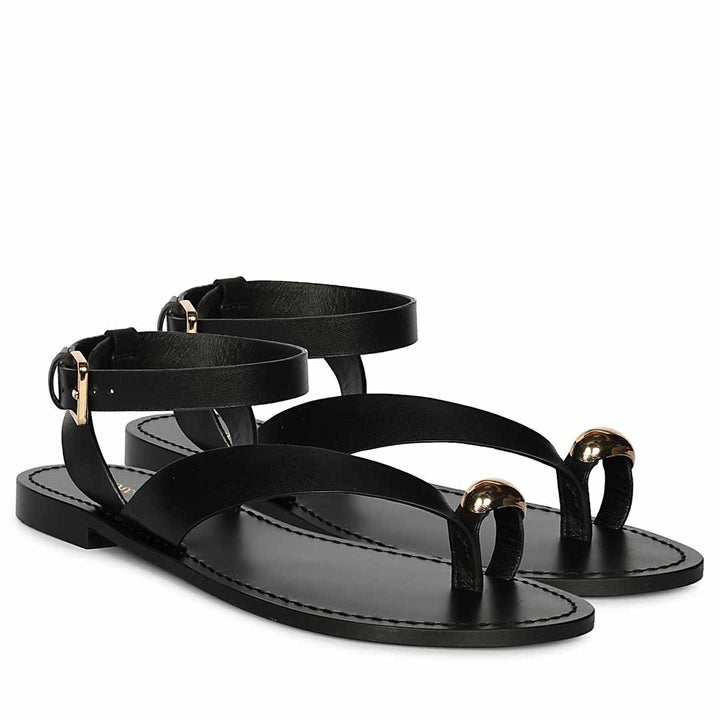 Saint Black Leather Flat