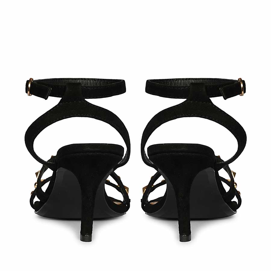 Saint Dovie Studded Black Suede Leather Stilettos