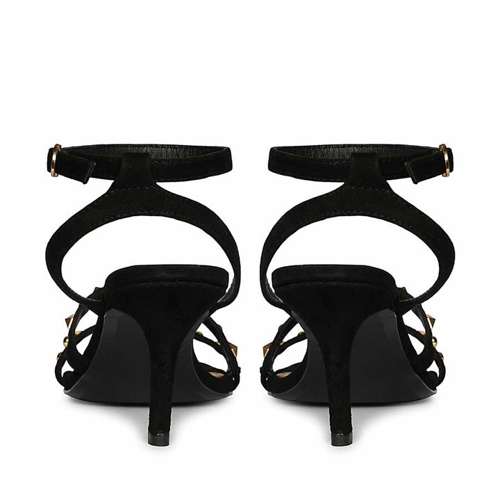 Saint Dovie Studded Black Suede Leather Stilettos