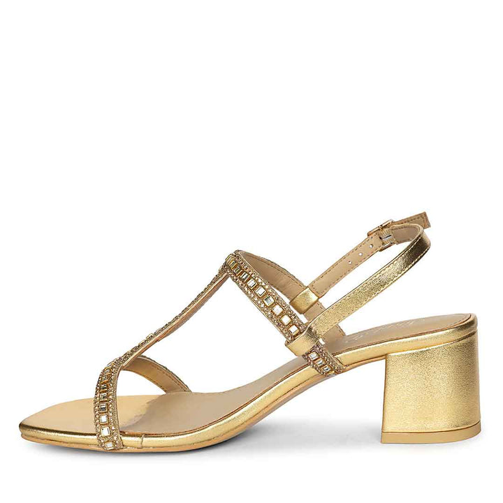 Saint Juno Golden Hour Jewel Leather Block Heel