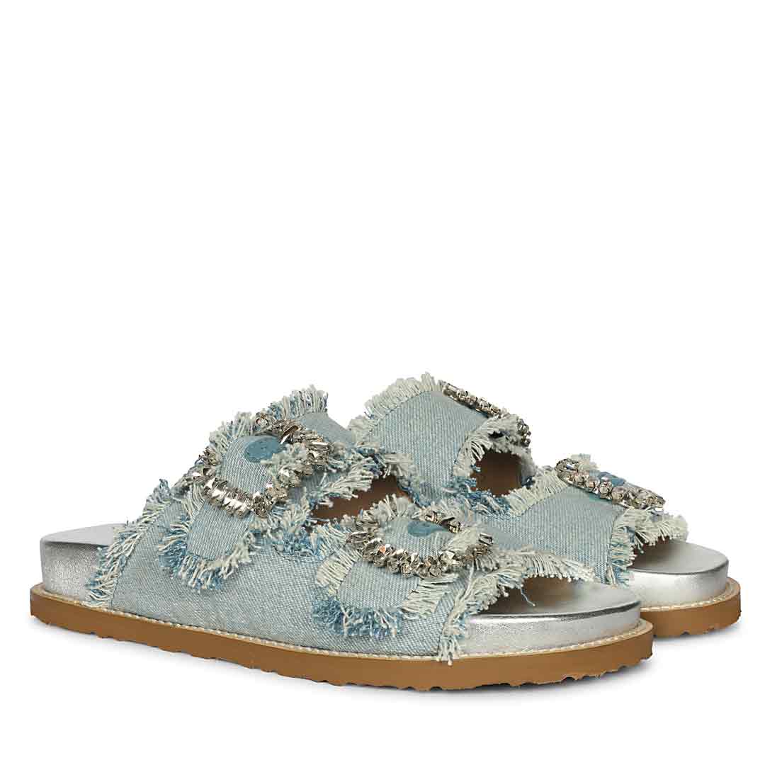 SaintG Blue Denim Footbed Sandals