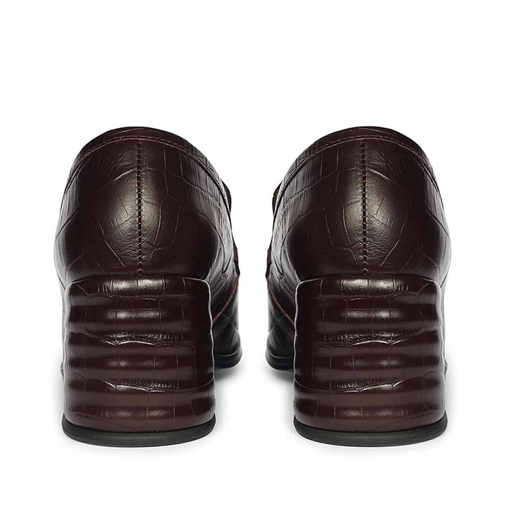 Saint Isha Croc Embossed Dark Cherry Leather Moccasins