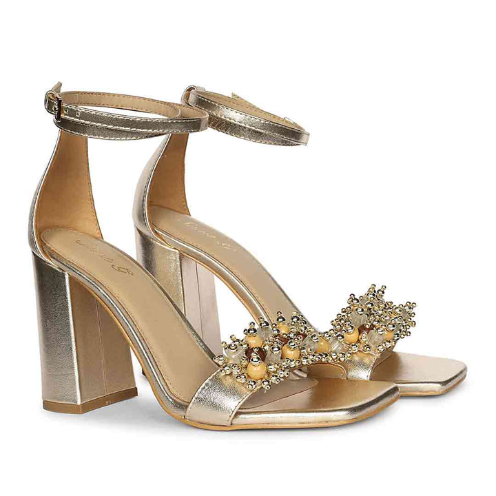 Saint Raquel Jewel Platin Leather Block Heels