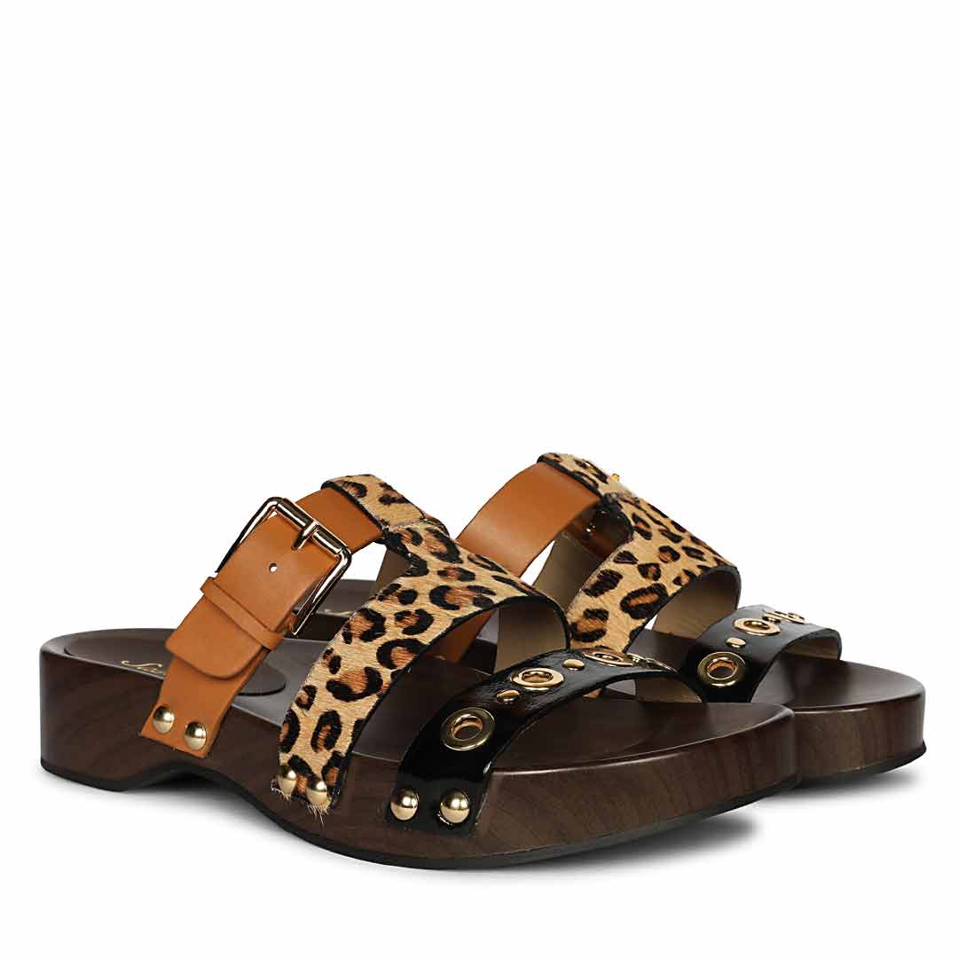 Saint Avely Embellished Black Leather Platform Sandals