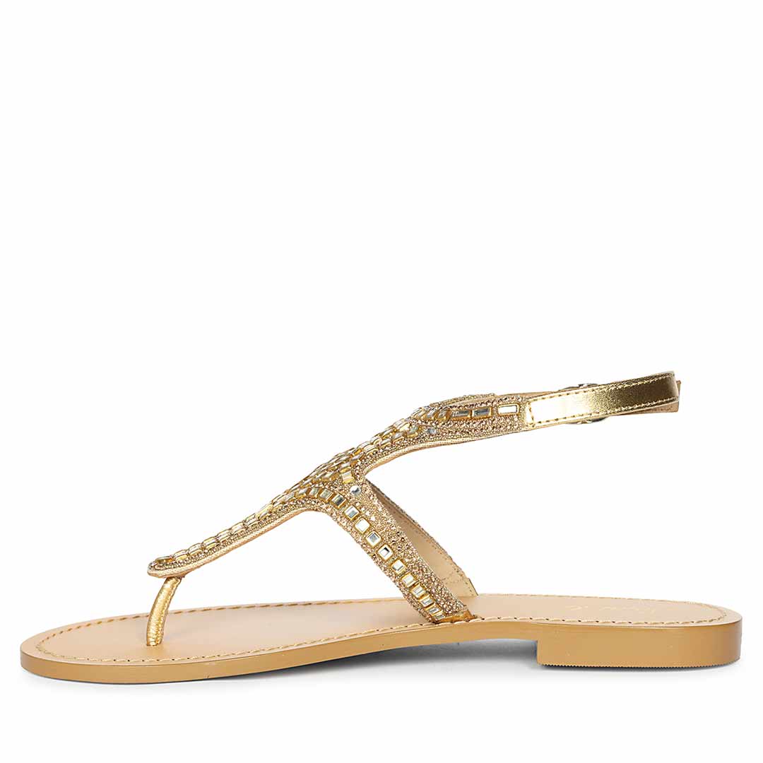 Saint Glaze Stone Gold Leather Flats