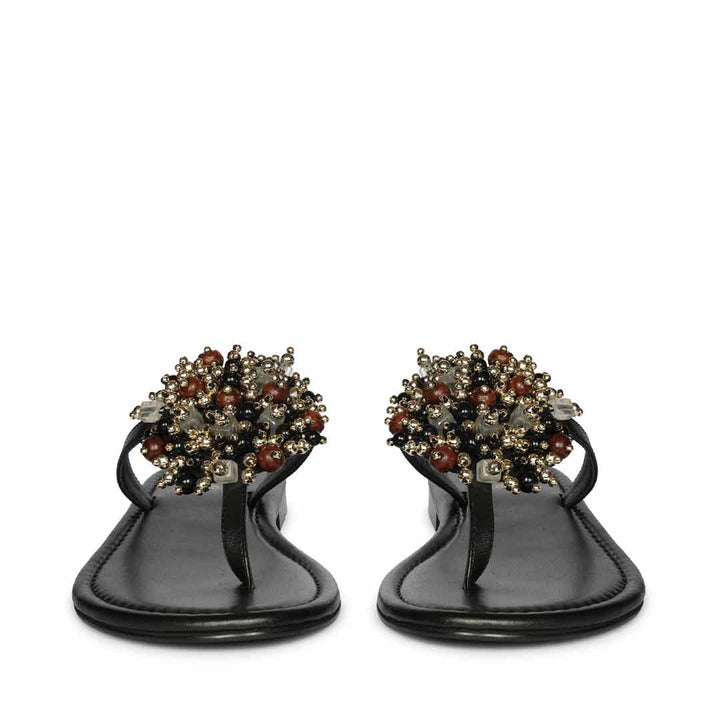 Saint Briony Jeweled Black Leather Flats