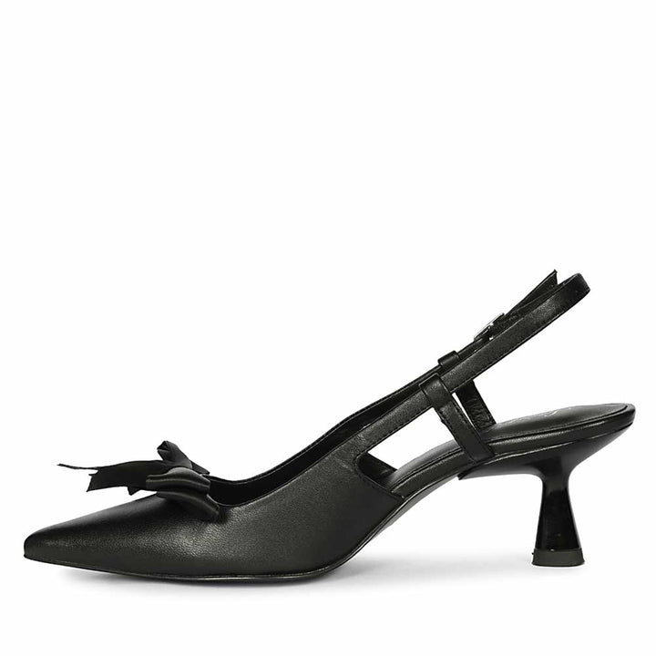 Saint Toria Black Bow Embellished Leather Pumps