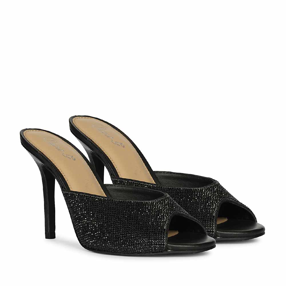 Saint Estrella Black Crystal Stiletto Heels