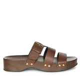 Saint Valene Buckle Brown Leather Platform Sandals