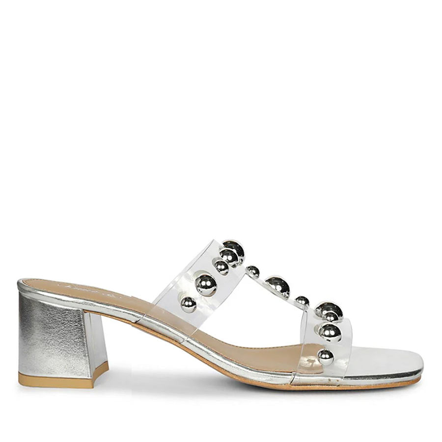 Saint Ottilie Stud Embellished Silver Block Heels