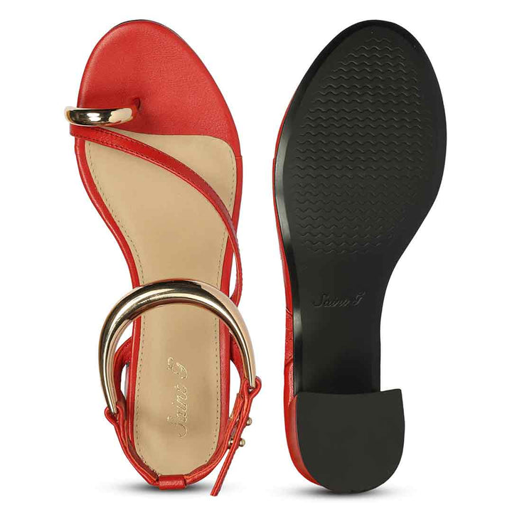 Saint Harlow Gold Trim Gojiberry Leather Block Heel
