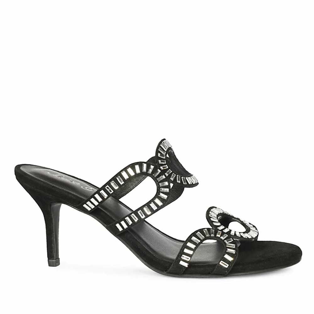 Saint Peyton Mirror Embellished Black Suede Heels