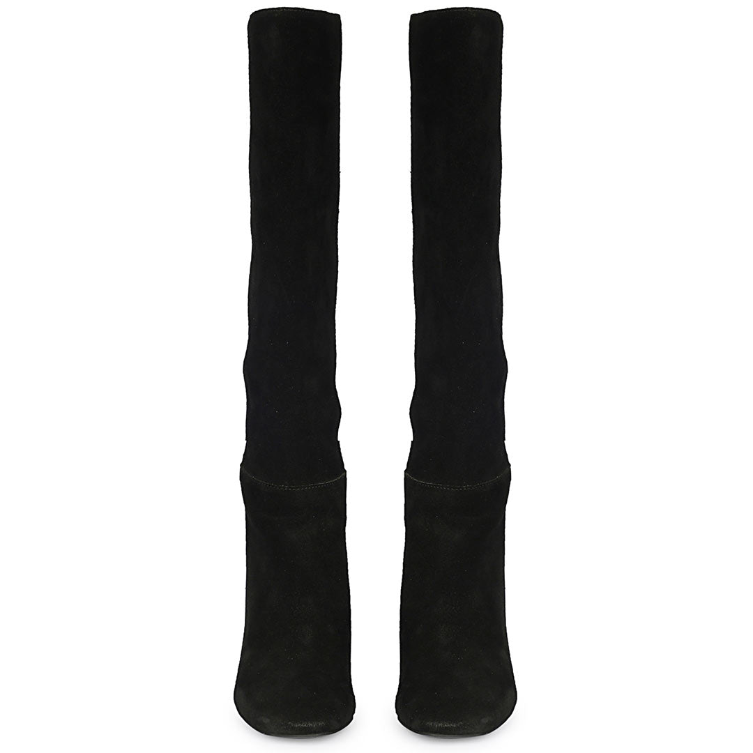 Saint Priscilla Black Leather Knee High Slouch Boots