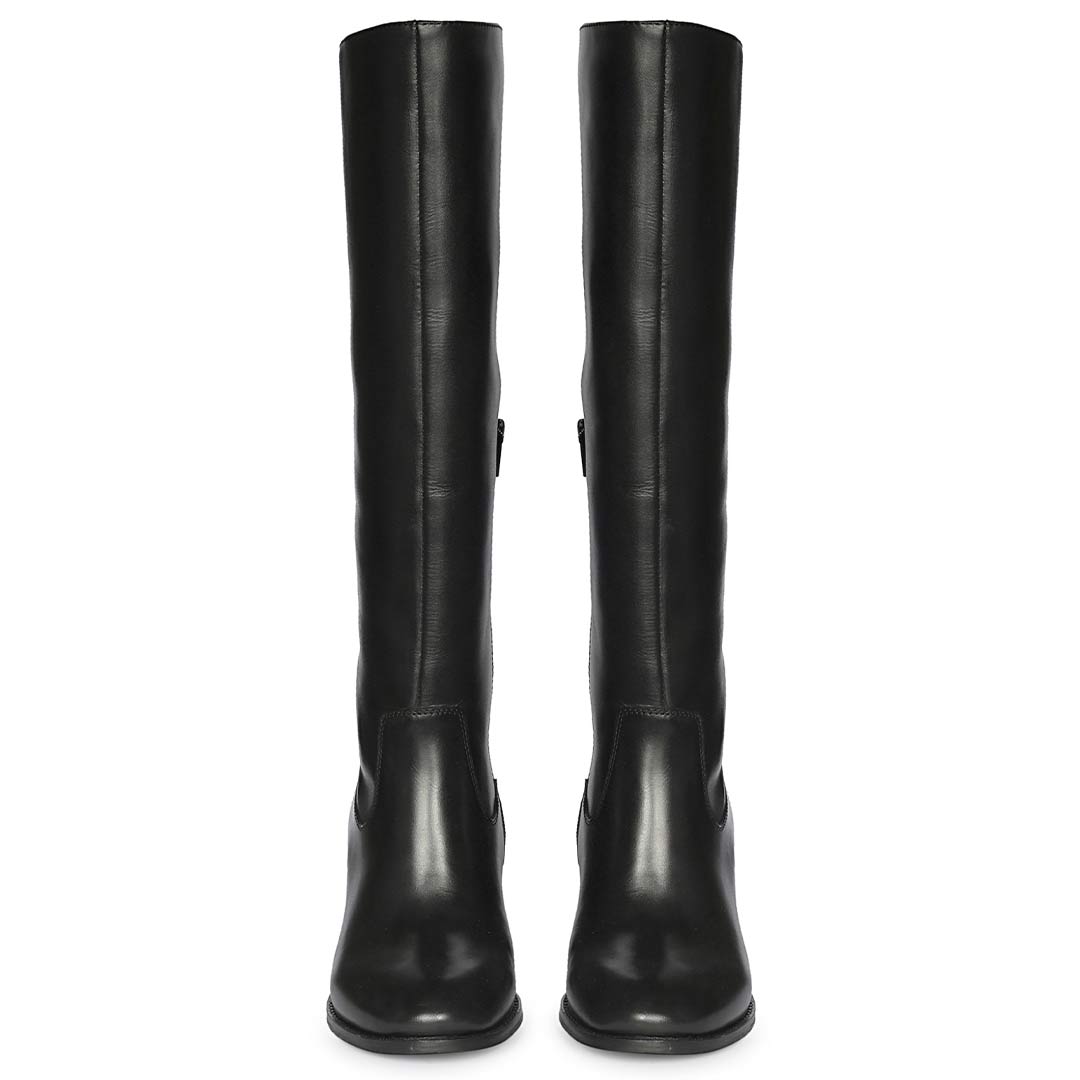 Saint Gillian Black Leather Knee High Long Boots