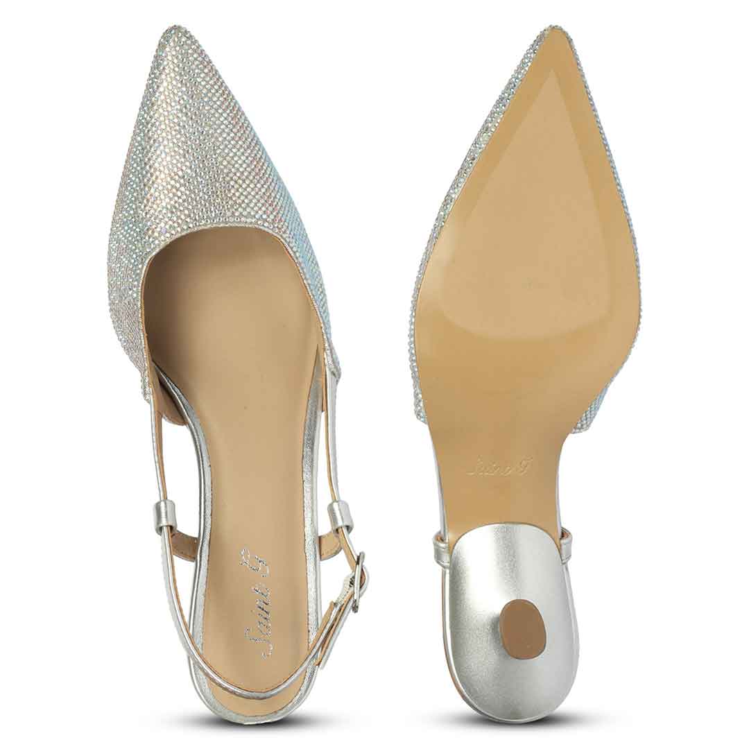 Saint Trinity Crystal Glimmer Silver Leather Pumps
