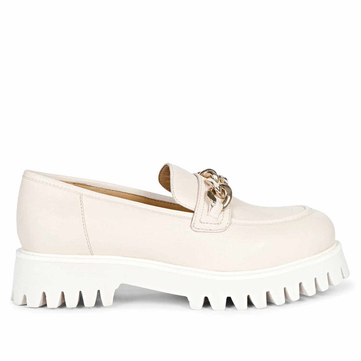 Off-White Leather Moccasins - Saint Clara Collection: Stylish and comfortable shoes