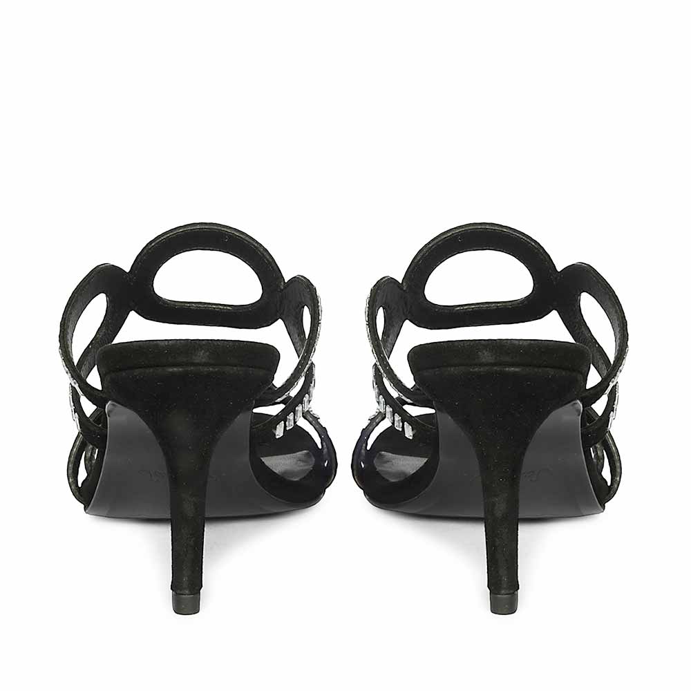 Saint Peyton Mirror Embellished Black Suede Heels
