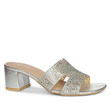 Saint Silver Leather Block Heels