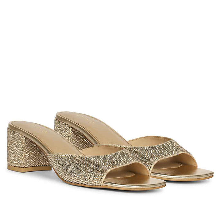 Saint Leslie Gold Crystal Heels
