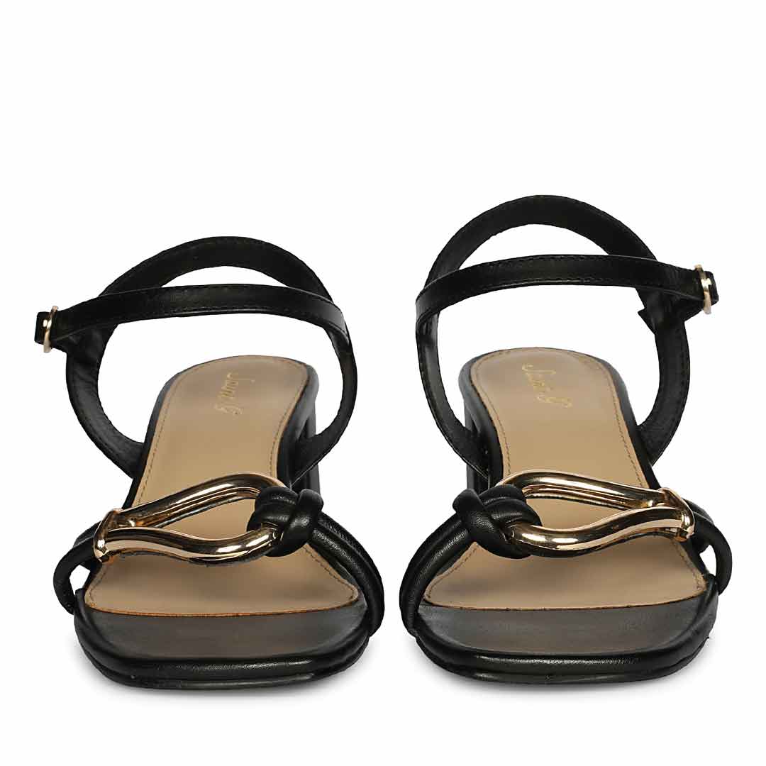 Saint Oryn Black Knot Trim Block Heels