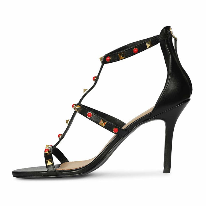 Saint Juniper Studded Black Leather Stilettos