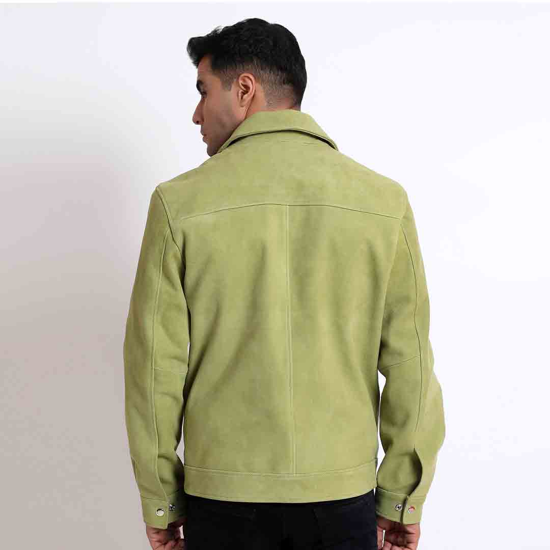 Saint Ruben Lime Suede Leather Men's Jacket With Collars