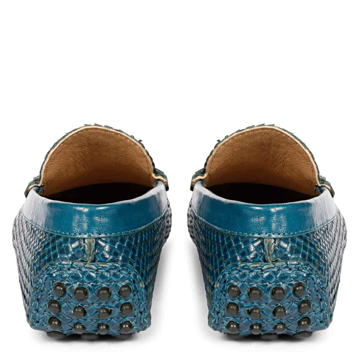 Saint Liana Blue Woven Leather Loafers