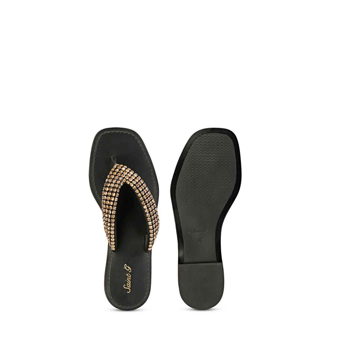 Saint Mabel Stone Embellished Leather Flats