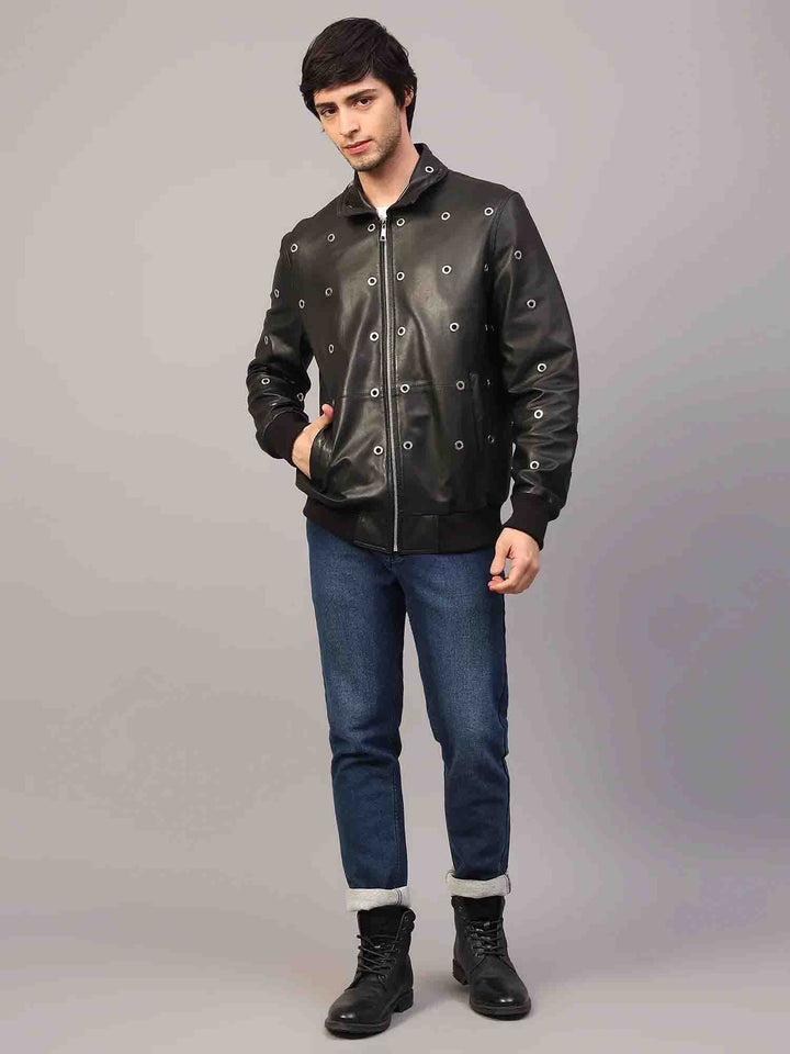 Saint Joshua Black Leather Men's Jackets