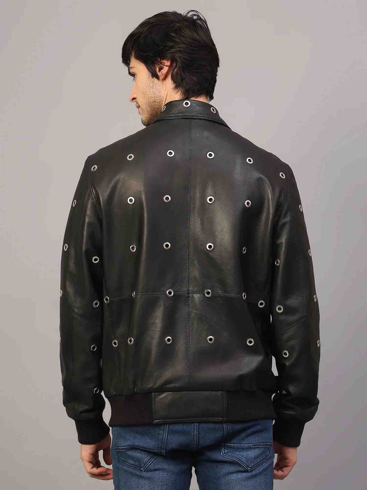 Saint Joshua Black Leather Men's Jackets