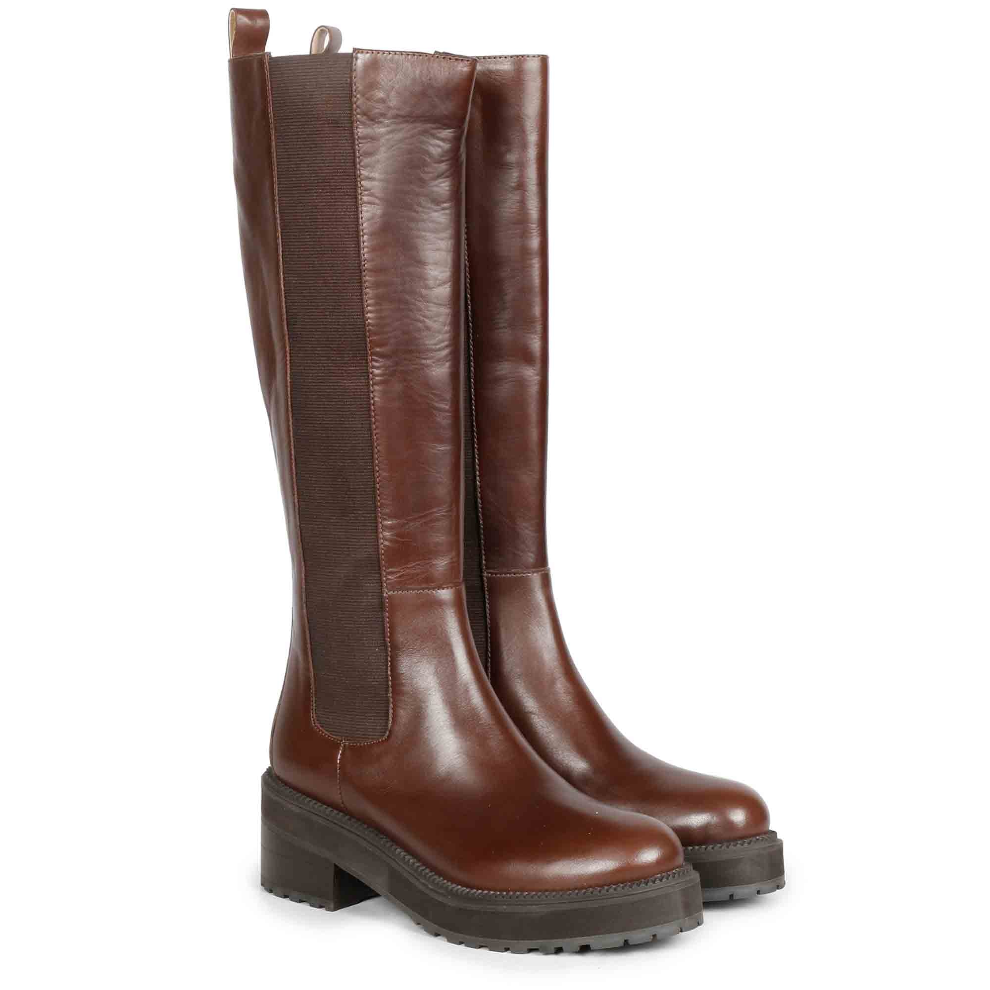 靴 andmary zoe long boots brown 36 Saint Adriana Brown Leather Knee High Long Boots – SaintG USA